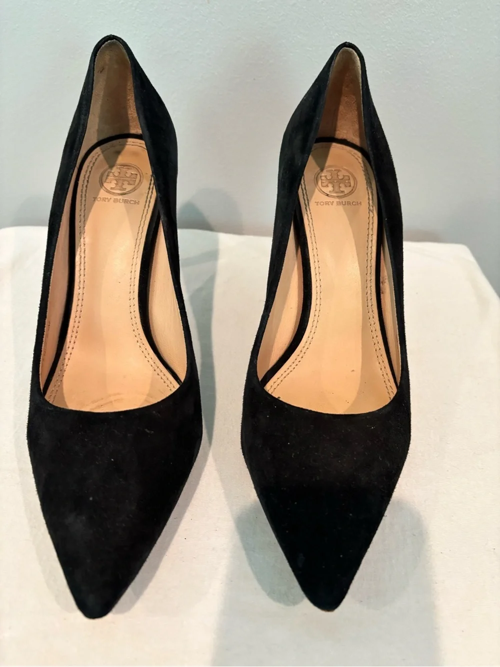 Tory Burch Black Suede Pointed-Toe Pumps